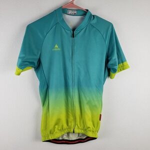 Miloto Women's M Zip Front Cycling Jersey Bright Teal Blue Green Ombre Sporty